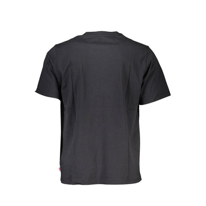 Levi's Black Cotton Men T-Shirt back view showcasing its relaxed short sleeves and crew neck design with iconic logo embroidery.