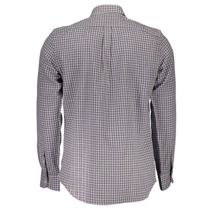 Harmont & Blaine Purple Cotton Men Shirt - back view showcasing buttoned cuffs and premium fabric.