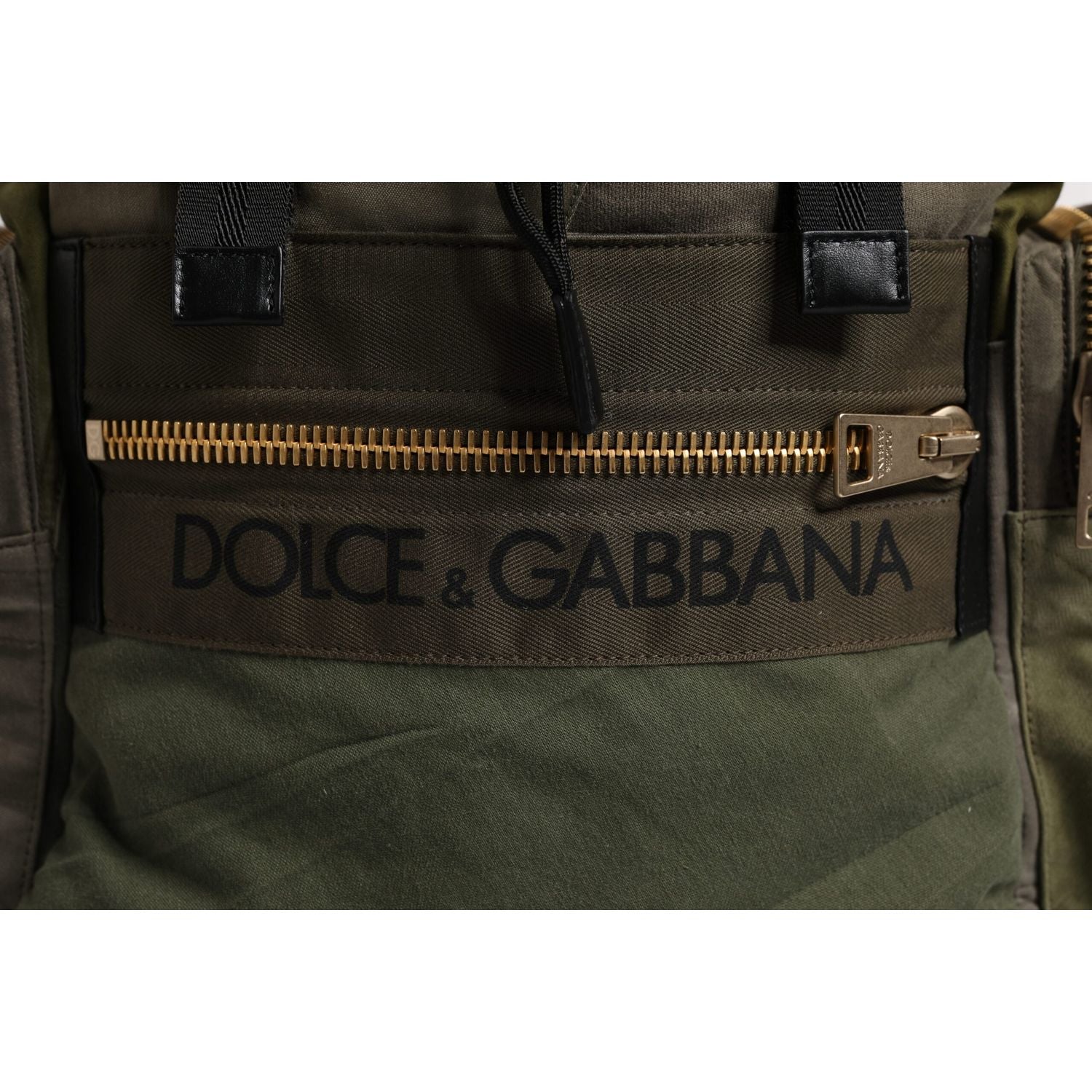 Dolce & Gabbana Green Patchwork Travel Backpack Military Bag