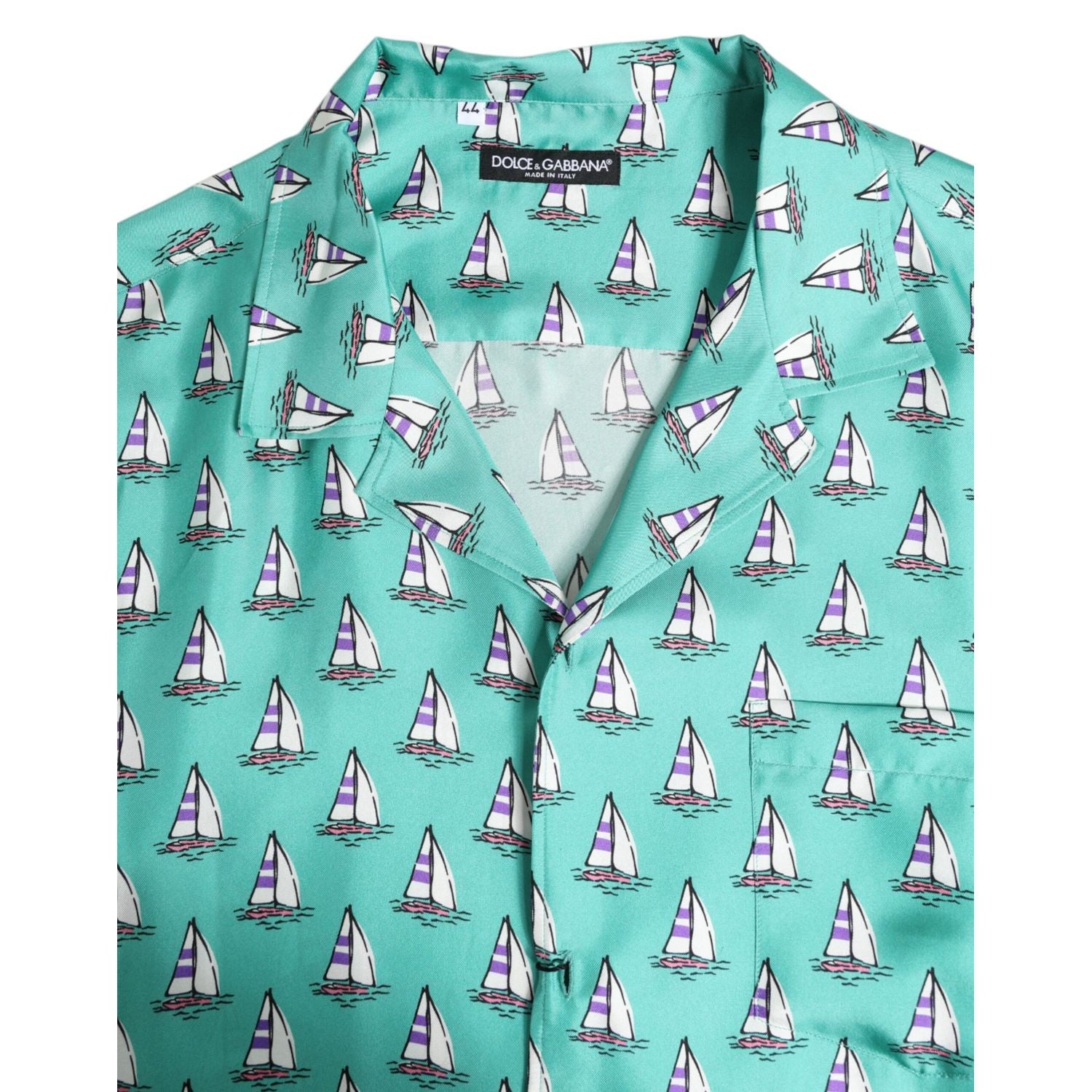 Dolce & Gabbana Green Printed Short Sleeves Casual Shirt