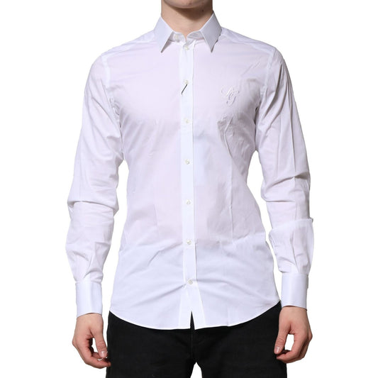 Dolce & Gabbana White Long Sleeves Dress GOLD Formal Shirt TSH906810-39