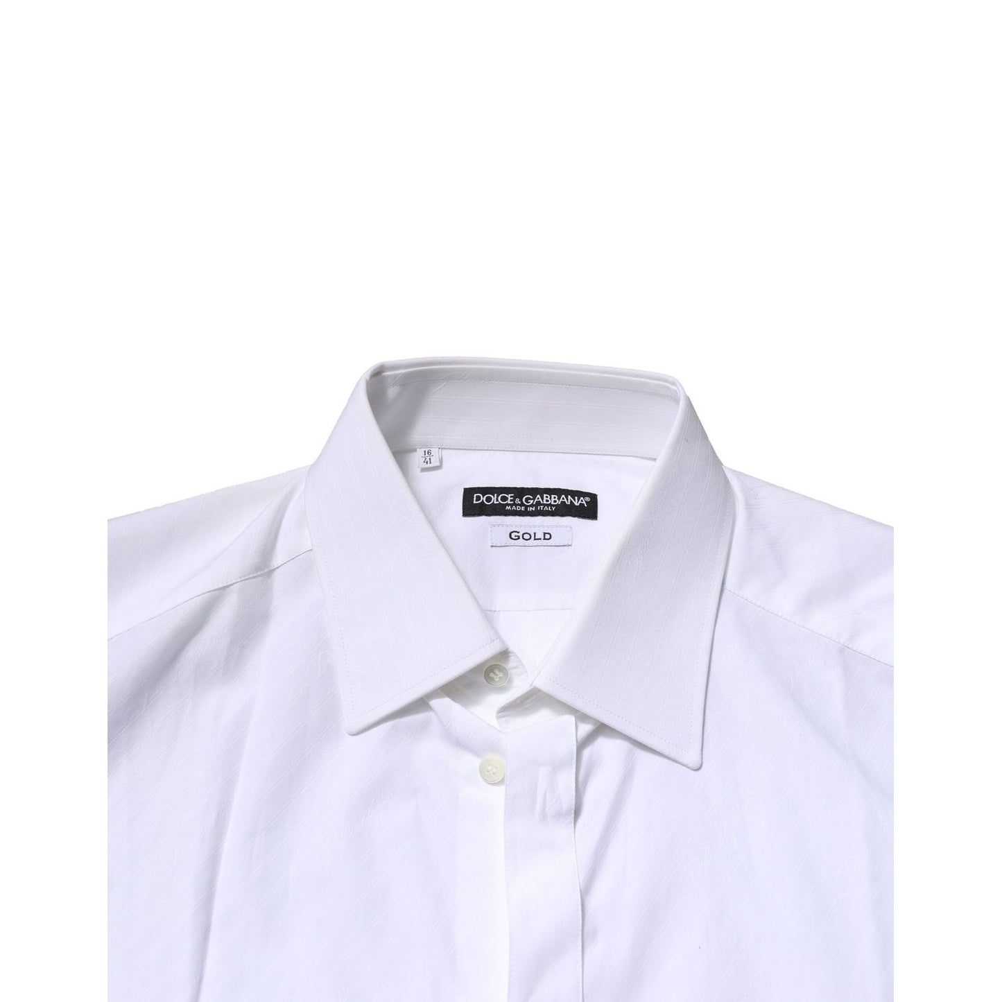 Dolce & Gabbana White Cotton GOLD Long Sleeves Formal Shirt