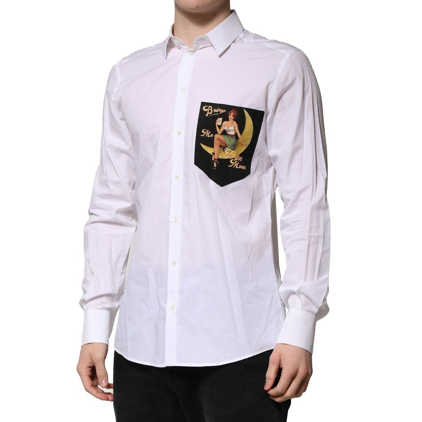 Dolce & Gabbana White Cotton MARTINI Long Sleeve Formal Shirt