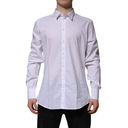Dolce & Gabbana White Cotton GOLD Long Sleeves Formal Shirt