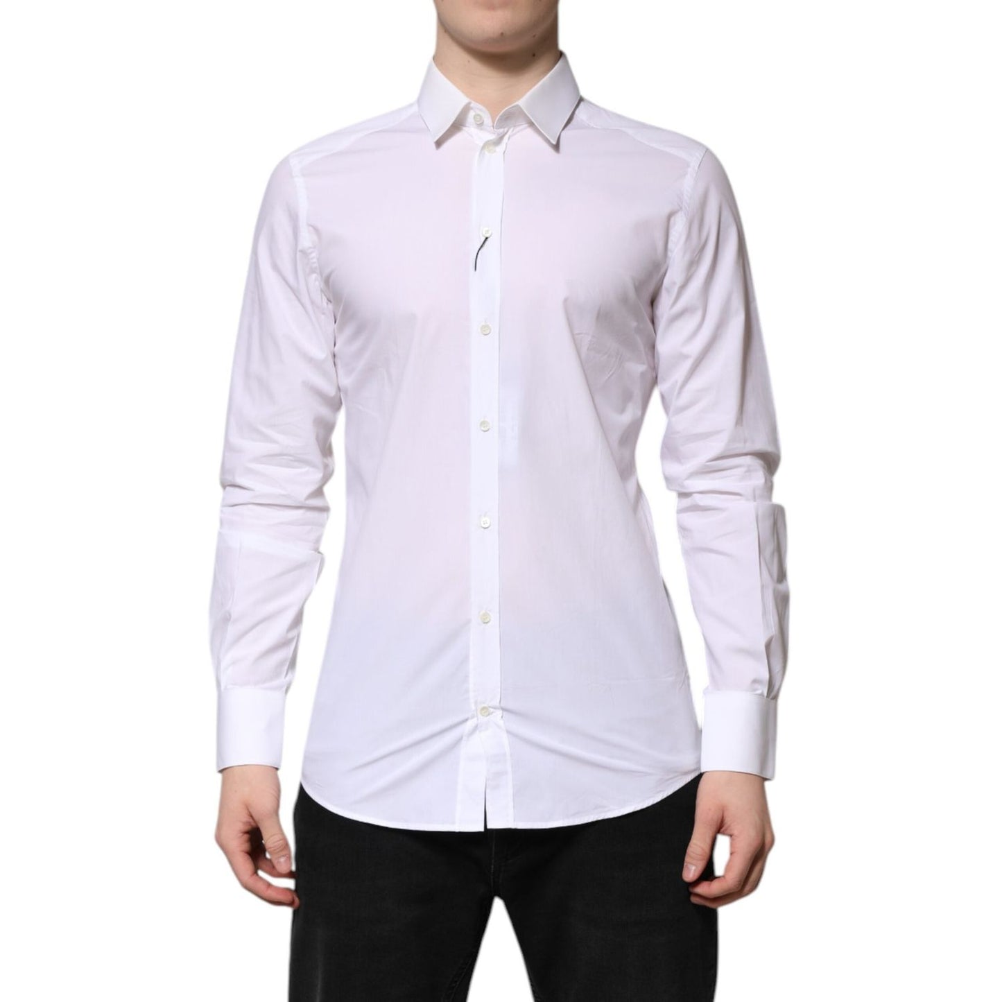Dolce & Gabbana White Cotton GOLD Long Sleeves Formal Shirt TSH906840-39