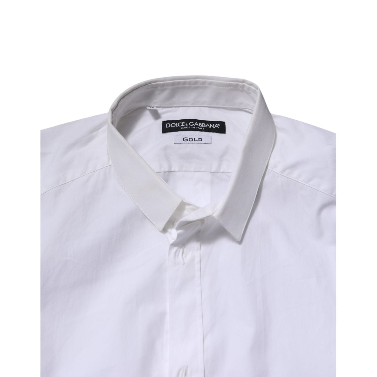Dolce & Gabbana White Cotton GOLD Long Sleeves Formal Shirt