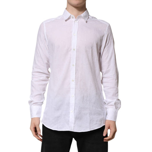 Dolce & Gabbana White Cotton Long Sleeves Collared Formal Shirt TSH906850-41