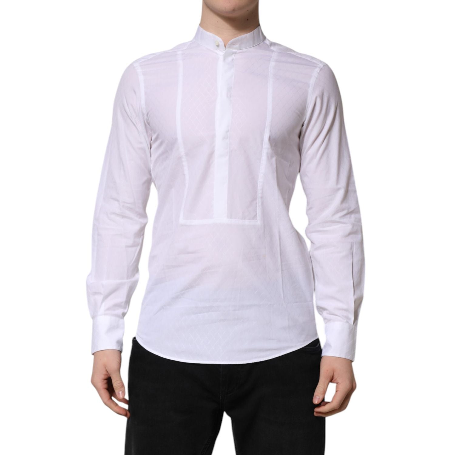 Dolce & Gabbana White Cotton Slim Long Sleeves Formal Shirt