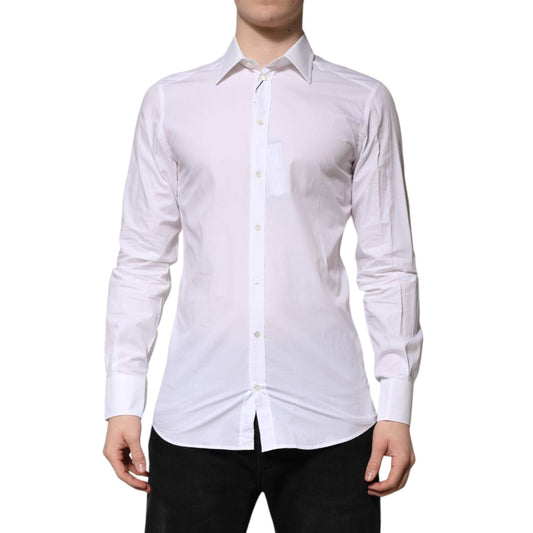 Dolce & Gabbana White GOLD Long Sleeves Dress Men Formal Shirt TSH906864-38