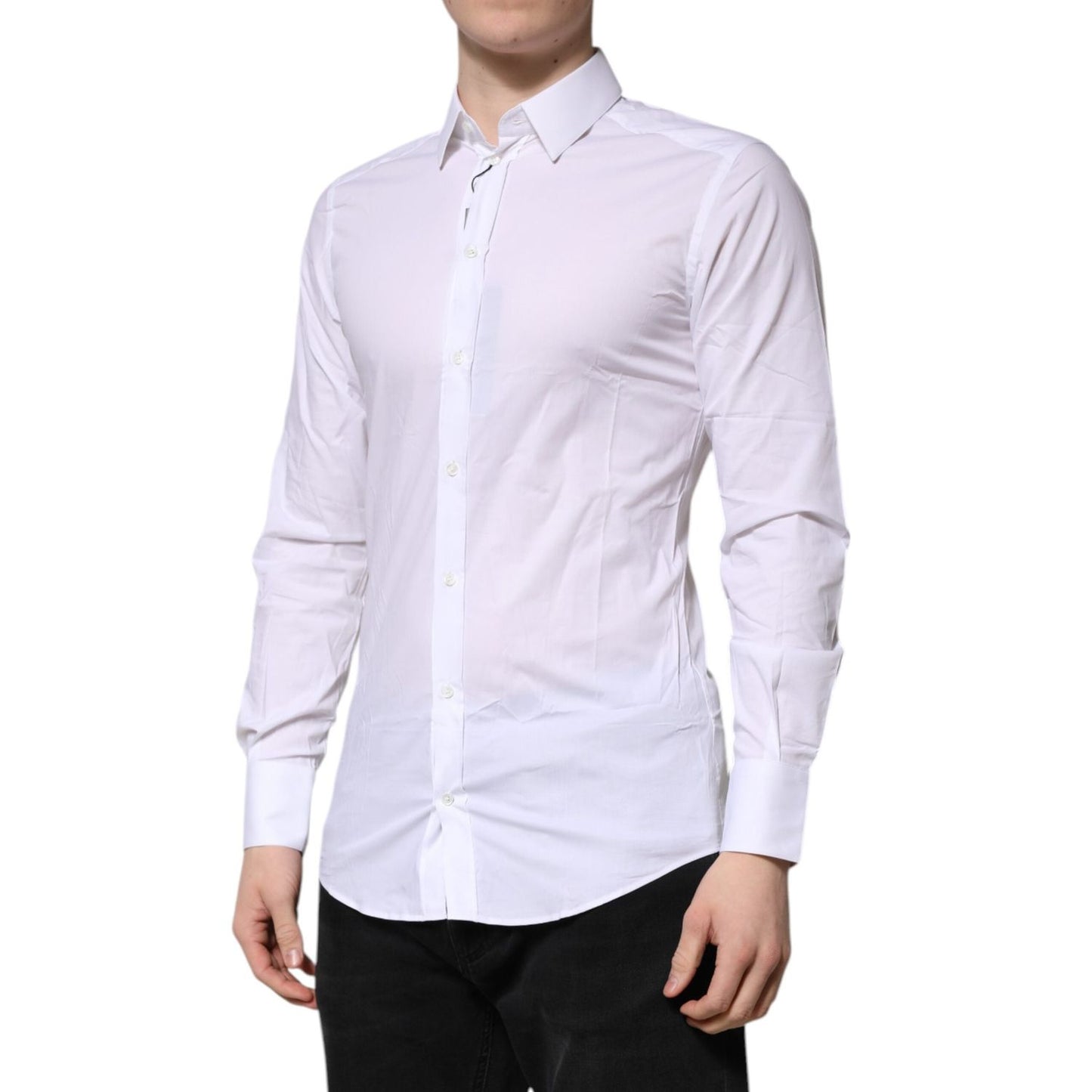 Dolce & Gabbana White GOLD Long Sleeves Dress Men Formal Shirt TSH906869-38