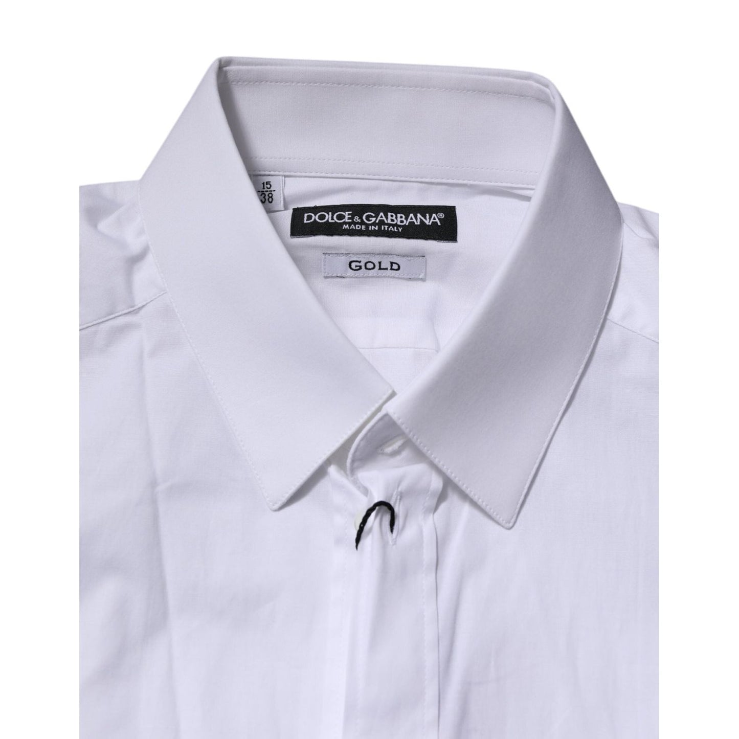 Dolce & Gabbana White GOLD Long Sleeves Dress Men Formal Shirt TSH906869-38