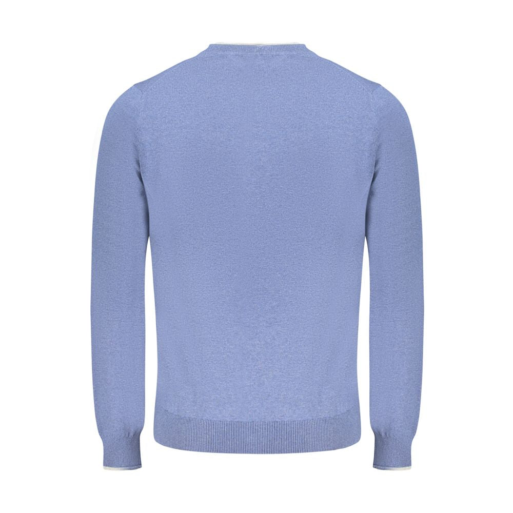 Back view of North Sails Blue Cotton Men Sweater showcasing its sleek design and quality craftsmanship.