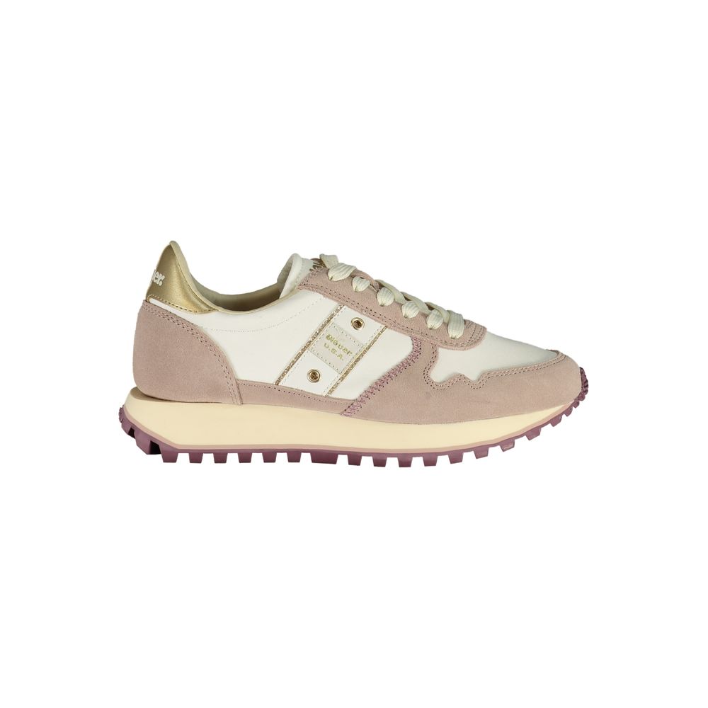Blauer White Polyester Women Sneaker with bold purple and gold accents and removable insole for urban chic style and comfort.