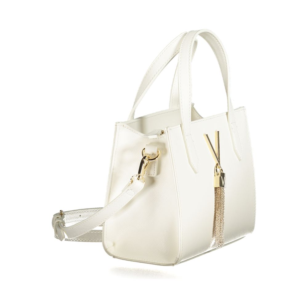 Mario Valentino White Polyethylene Women Handbag with twin handles and shoulder strap