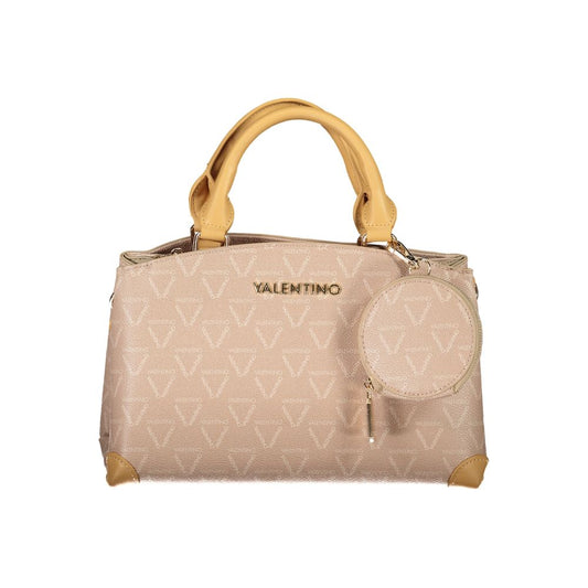 Mario Valentino Beige Polyethylene Handbag with two handles and adjustable straps, featuring logo and zip closure, recycled material