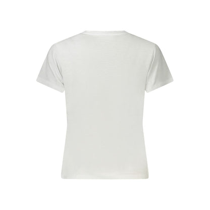Back view of Guess Jeans White Cotton Women T-Shirt with short sleeves.