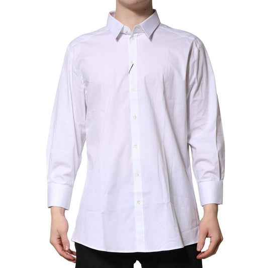 Dolce & Gabbana White GOLD Long Sleeve Dress Men Formal Shirt TSH906881-43