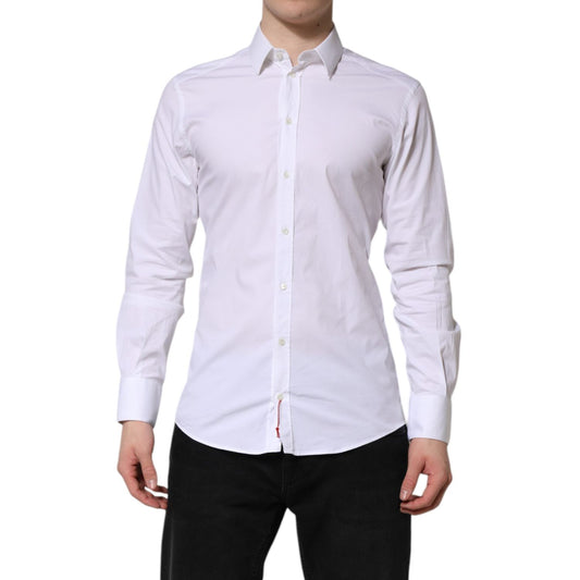 Dolce & Gabbana White GOLD Cotton Dress Formal Shirt TSH906888-39