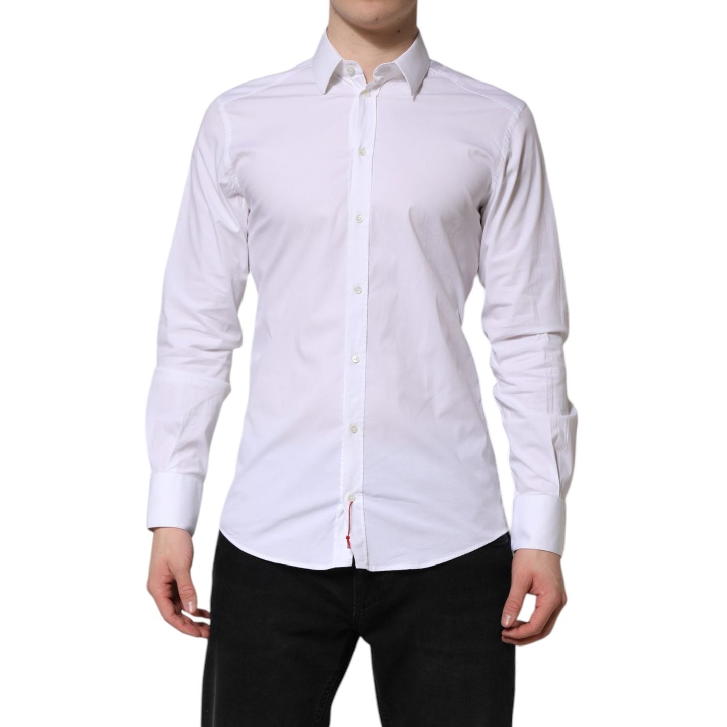 Dolce & Gabbana White GOLD Cotton Dress Formal Shirt TSH906888-39