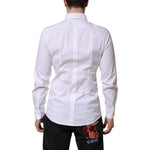 Dolce & Gabbana White GOLD Cotton Dress Formal Shirt TSH906888-39