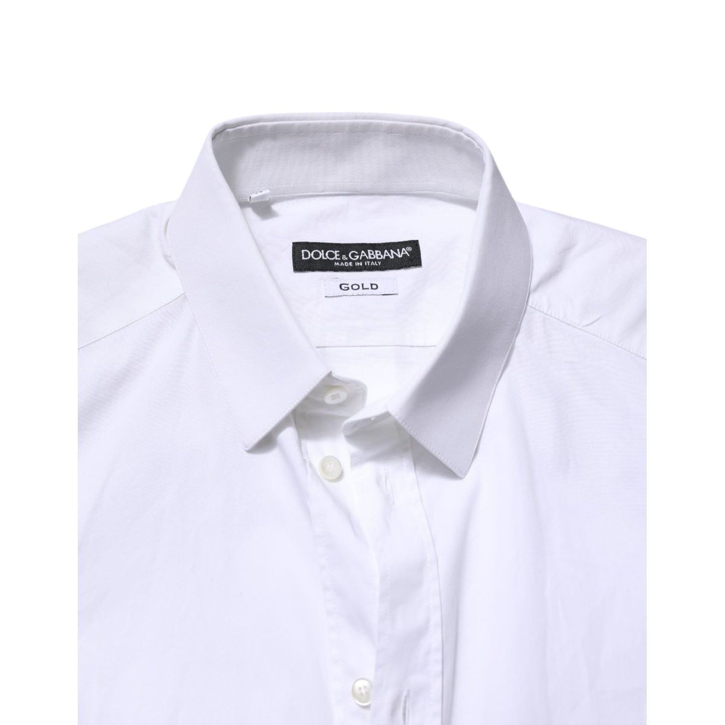 Dolce & Gabbana White GOLD Cotton Dress Formal Shirt TSH906888-39