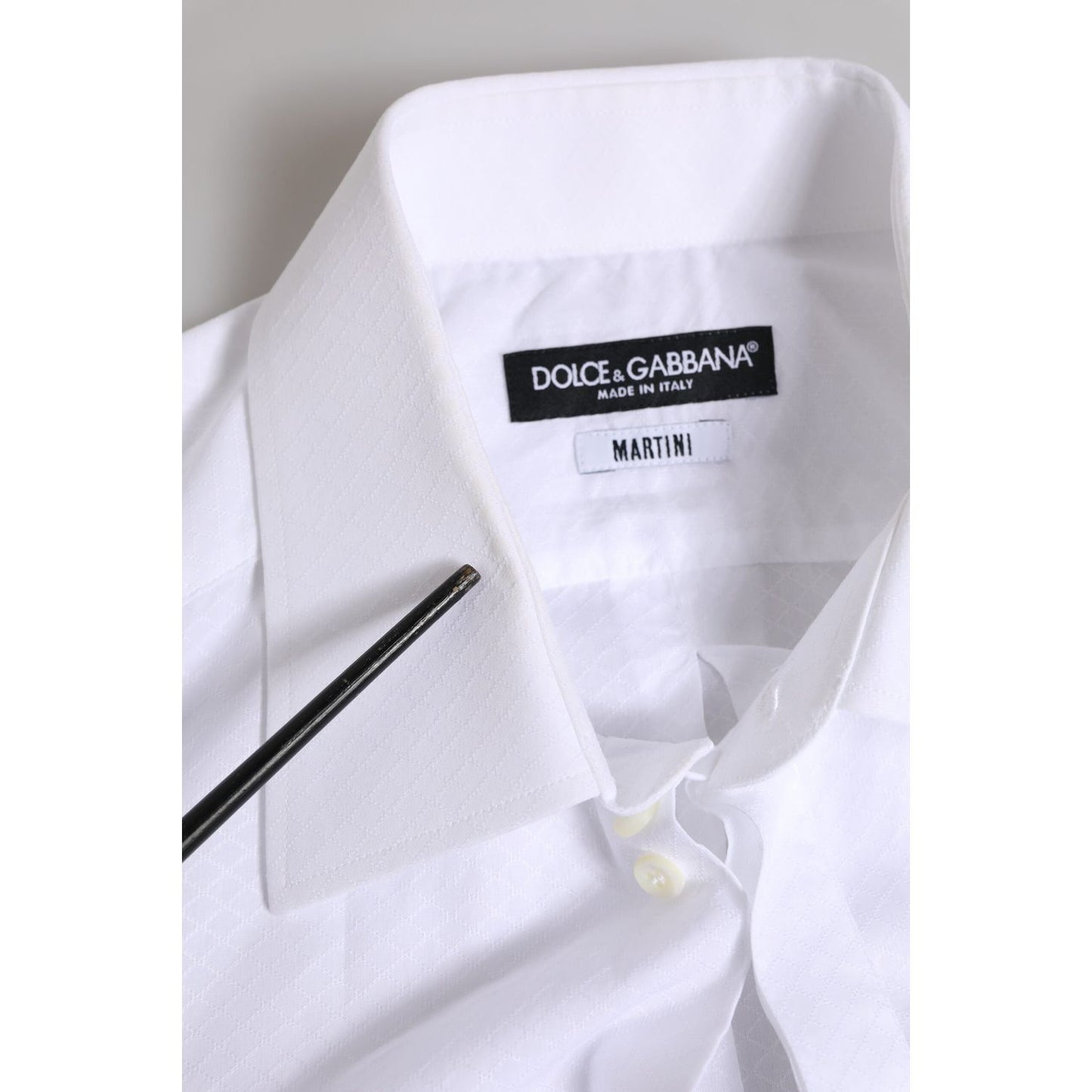 Dolce & Gabbana White MARTINI Cotton Men Dress Formal Shirt TSH906892-40