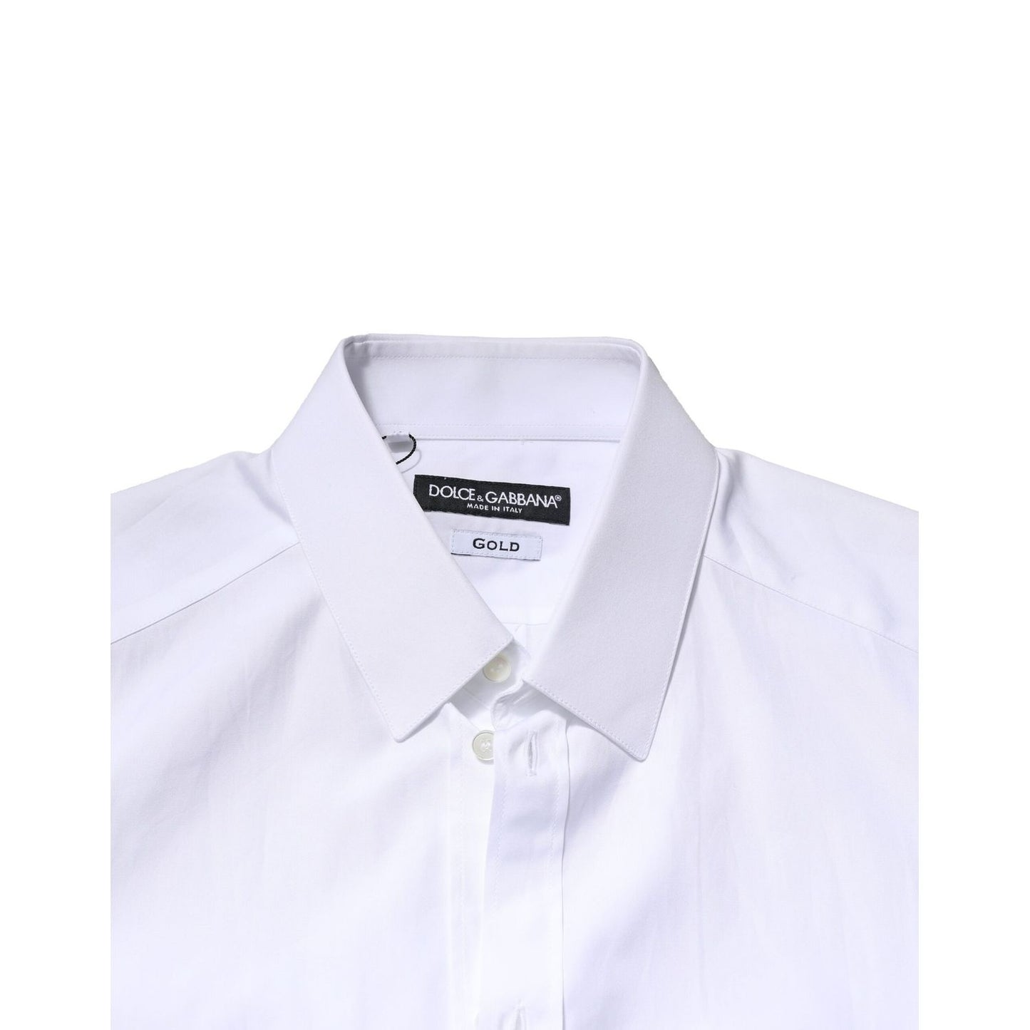 Dolce & Gabbana White GOLD Cotton Long Sleeves Men Formal Shirt