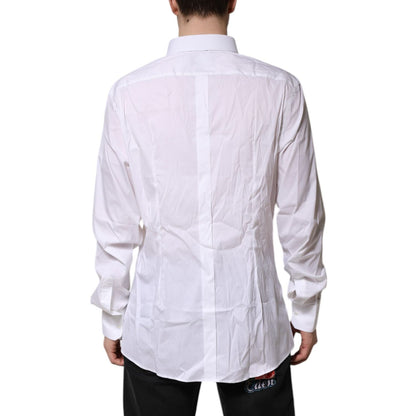 Dolce & Gabbana White GOLD Cotton Men Dress Formal Shirt