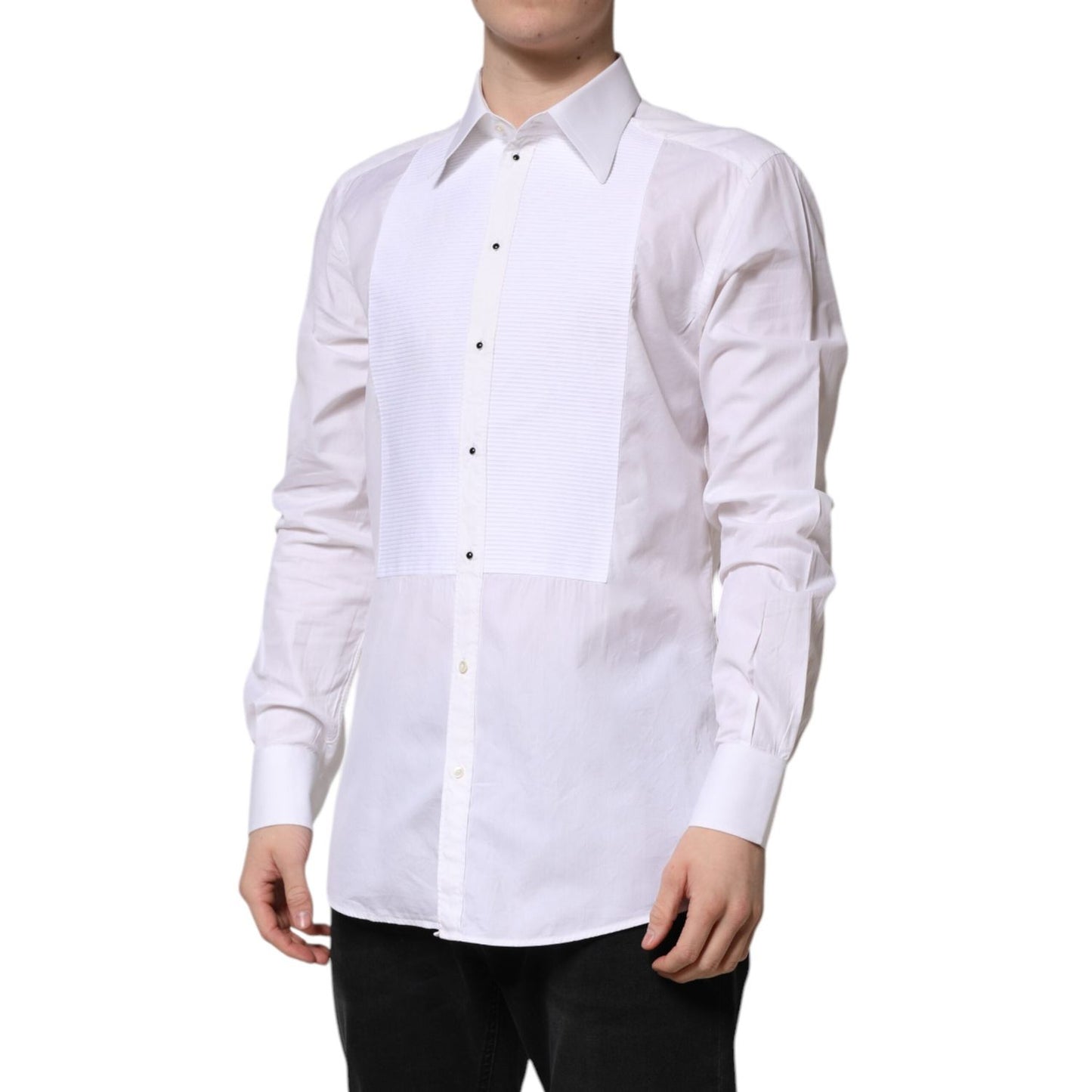 Dolce & Gabbana White GOLD Cotton Long Sleeves Formal Shirt TSH906903-42