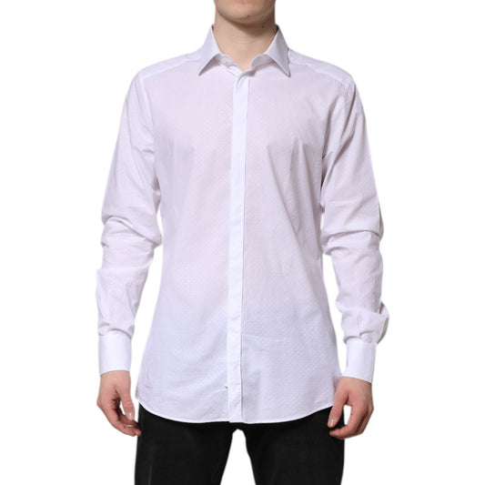 Dolce & Gabbana White GOLD Cotton Long Sleeves Formal Shirt TSH906907-42