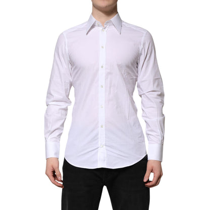 Dolce & Gabbana White GOLD Cotton Poplin Dress Formal Shirt