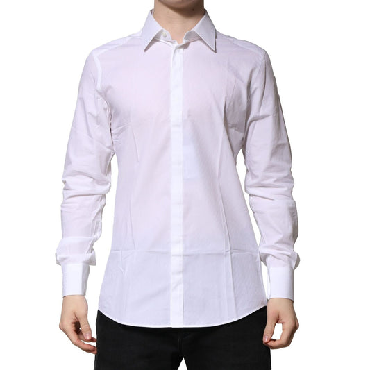 Dolce & Gabbana White GOLD Cotton Long Sleeves Men Formal Shirt TSH906918-41