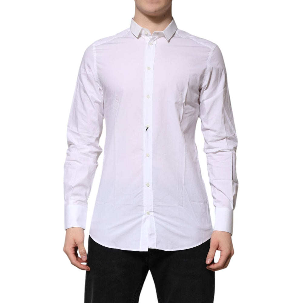 Dolce & Gabbana White GOLD Cotton Long Sleeves Men Formal Shirt TSH906920-41