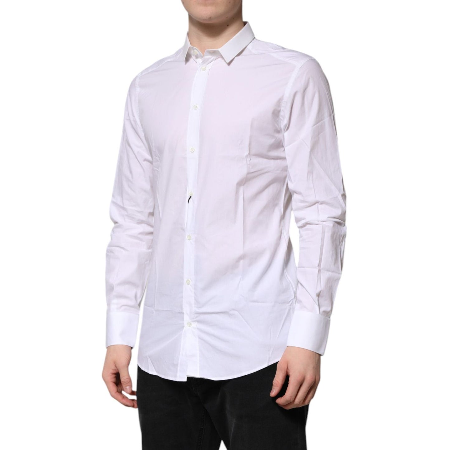 Dolce & Gabbana White GOLD Cotton Long Sleeves Men Formal Shirt TSH906920-41