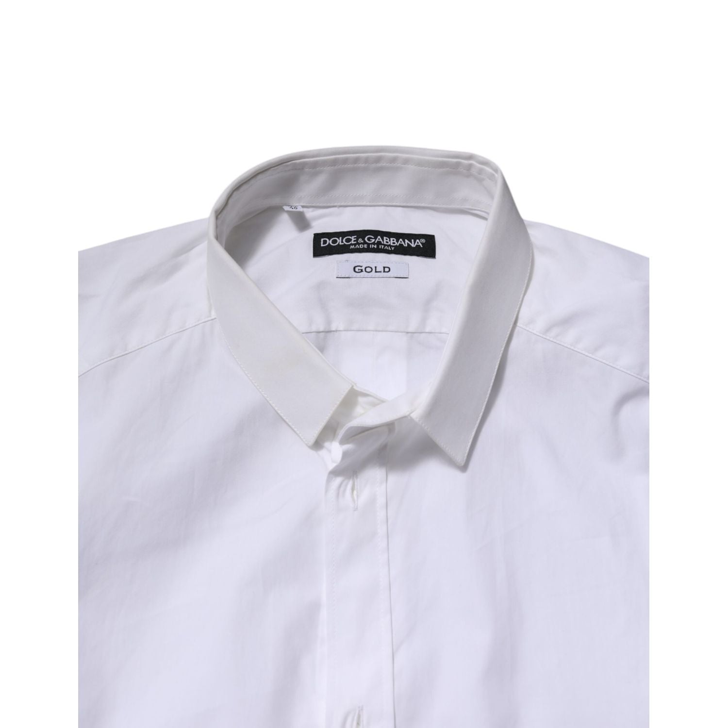 Dolce & Gabbana White GOLD Cotton Long Sleeves Men Formal Shirt