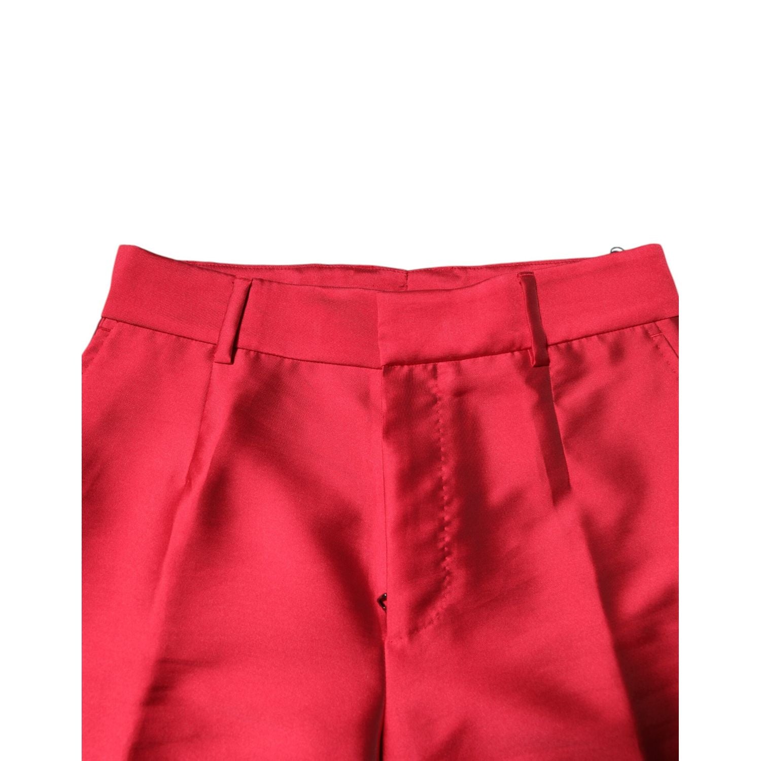 Dolce & Gabbana Red Polyester Cropped Dress Pants