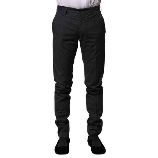 Dolce & Gabbana Gray Striped Cotton Formal Pants