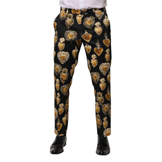 Dolce & Gabbana Black Gold Sacred Heart Print Pants PAN76444-48