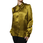 Dolce & Gabbana Green Ascot Collar Long Sleeves Blouse Top TSH906734-42