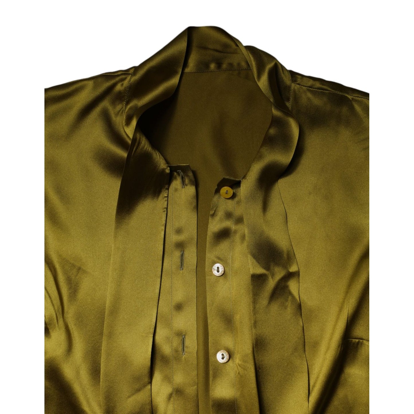 Dolce & Gabbana Green Ascot Collar Long Sleeves Blouse Top TSH906734-42
