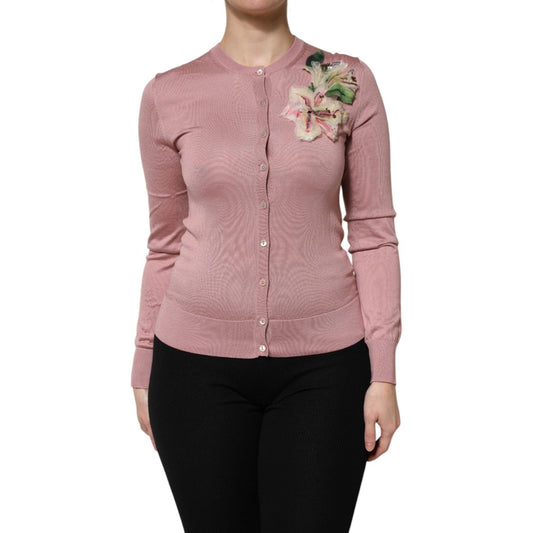 Dolce & Gabbana Pink Silk Knit Button Down Cardigan Sweater TSH906756-38