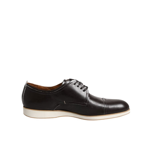 Pollini Dark Brown Leather Derby Lace Up Dress Formal Shoes MV7274-45