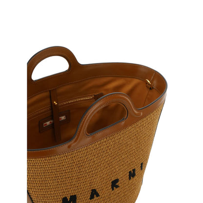Marni Brown Cotton Shoulder Bag