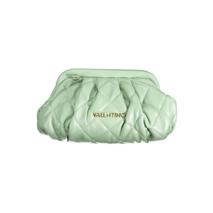 Mario Valentino Green Polyethylene Women Handbag with quilted design and gold logo.
