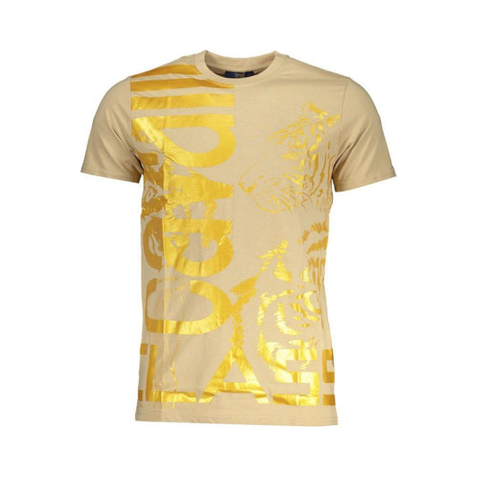 Cavalli Class Beige Cotton T-Shirt CA-28611-XL