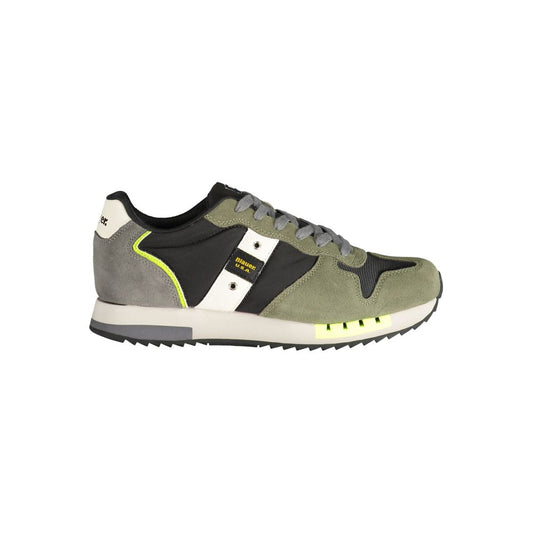 Blauer Green Polyester Sneaker with laces, contrasting details, and logo design