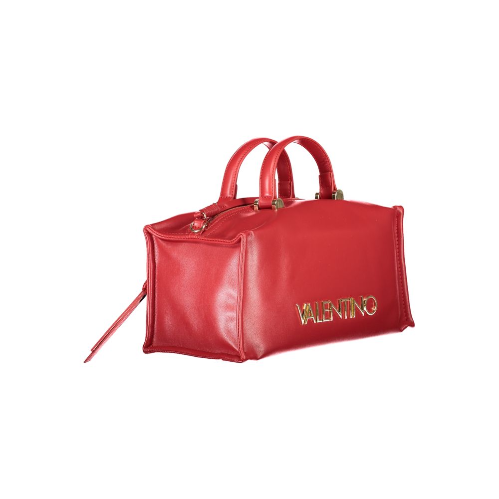 Mario Valentino Red Polyethylene Women Handbag with dual handles and removable strap.