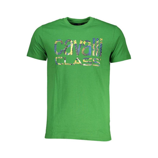 Cavalli Class Green Cotton T-Shirt CA-28593-M