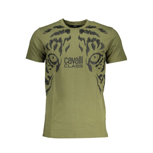Cavalli Class Green Cotton T-Shirt CA-28634-XL