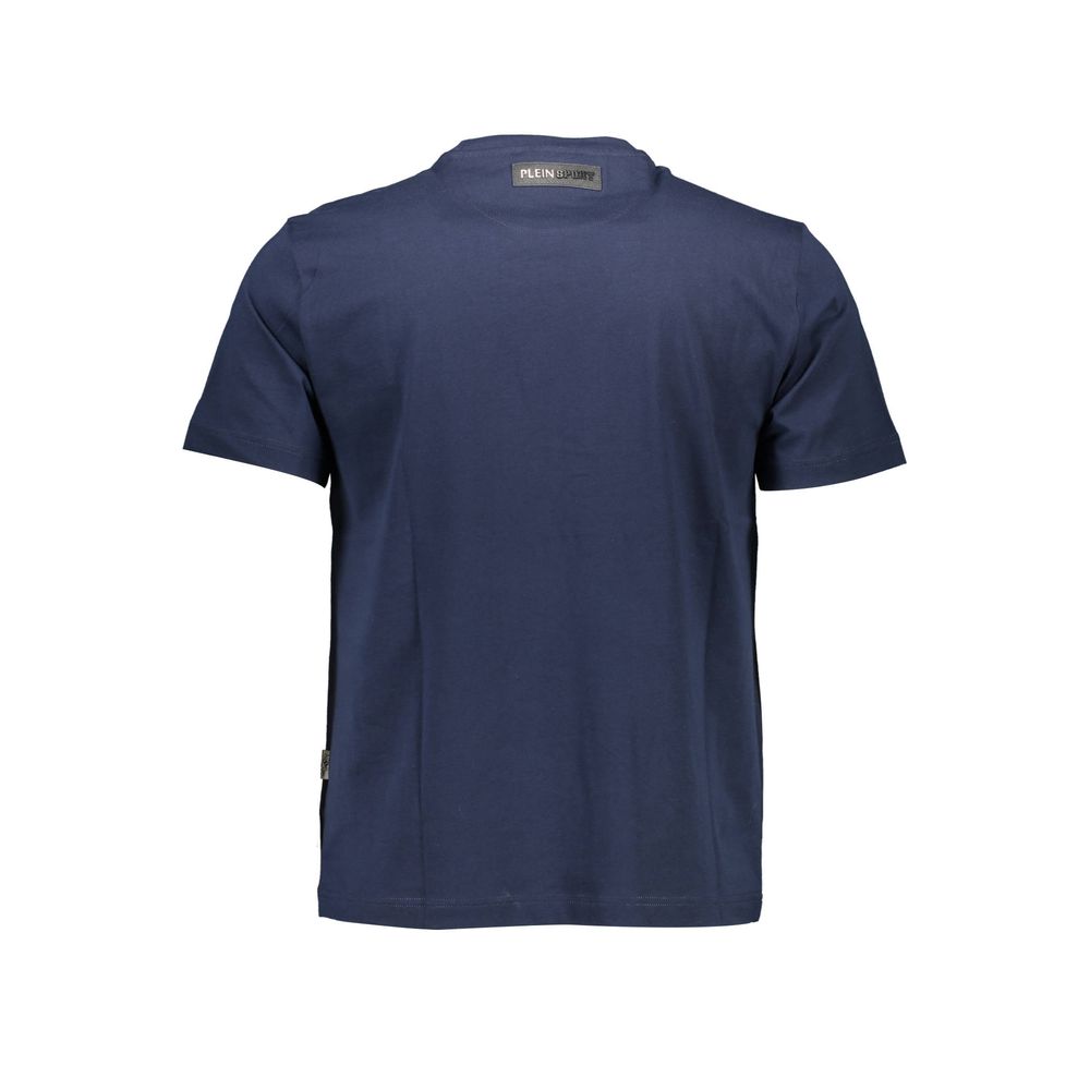 Back view of Plein Sport Blue Cotton Men T-Shirt showcasing premium design and comfort.